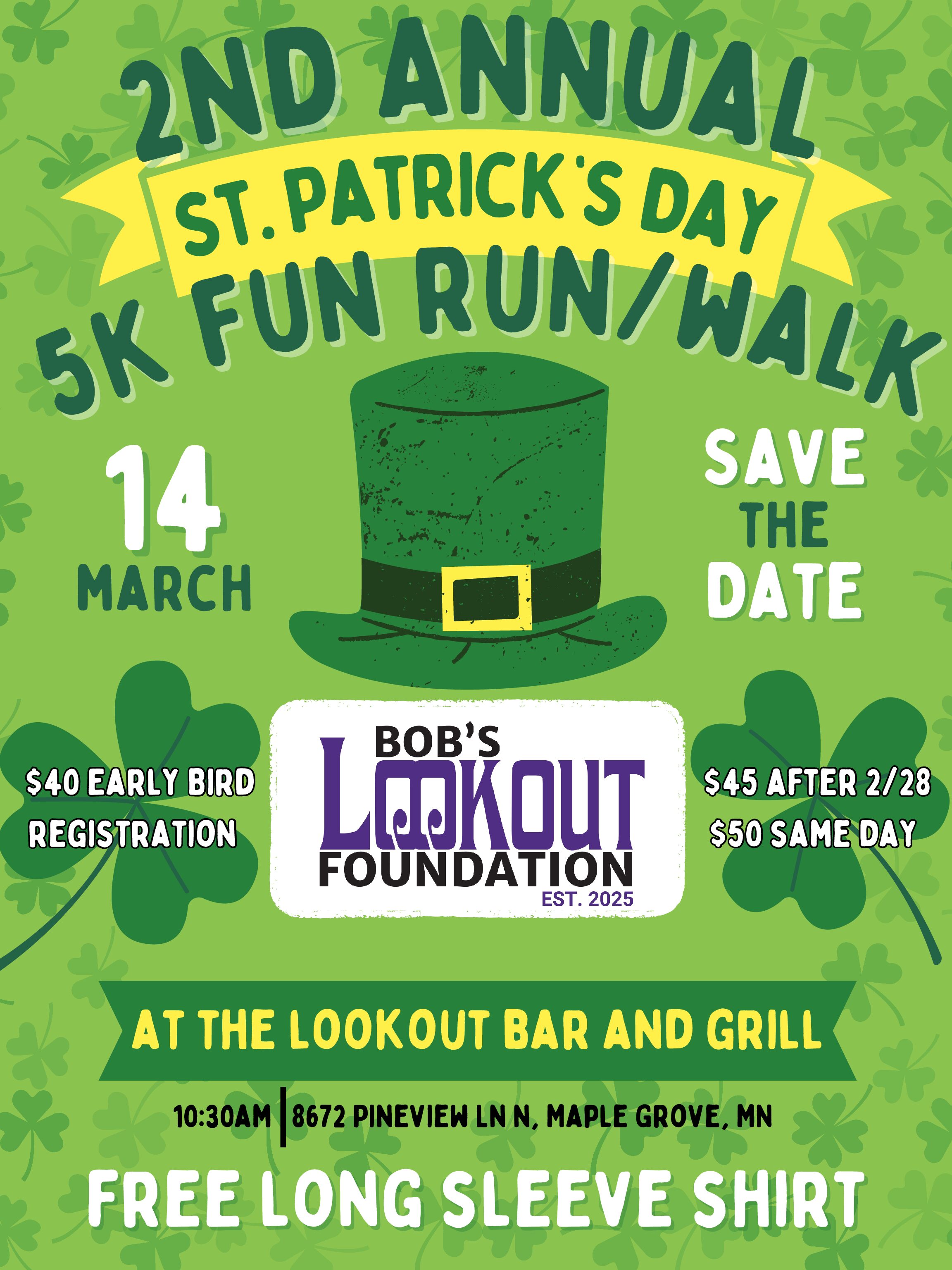 Bobs lookout Foundation 5k 2026 Save the date